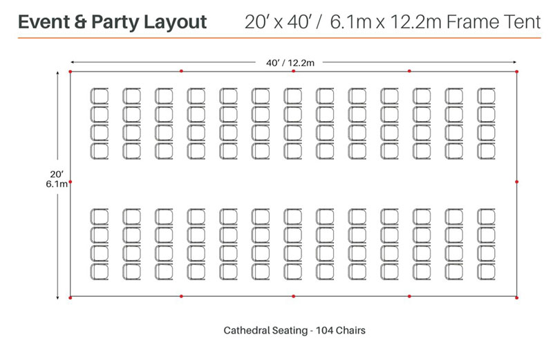 20x40 framed tent with ceremony seating